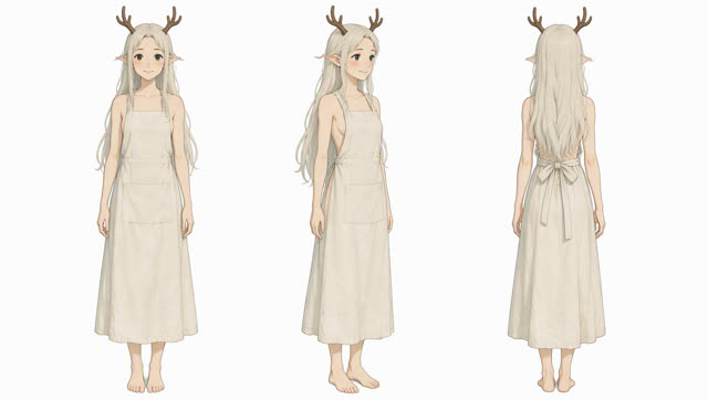 Forest deer spirit character reference sheet