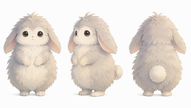 Fluffy rabbit spirit creature turnaround