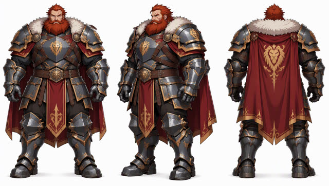Armored dwarf warrior turnaround