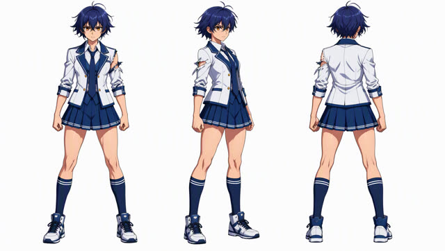 School uniform heroine reference sheet