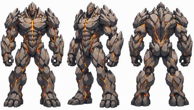 Stone golem creature turnaround